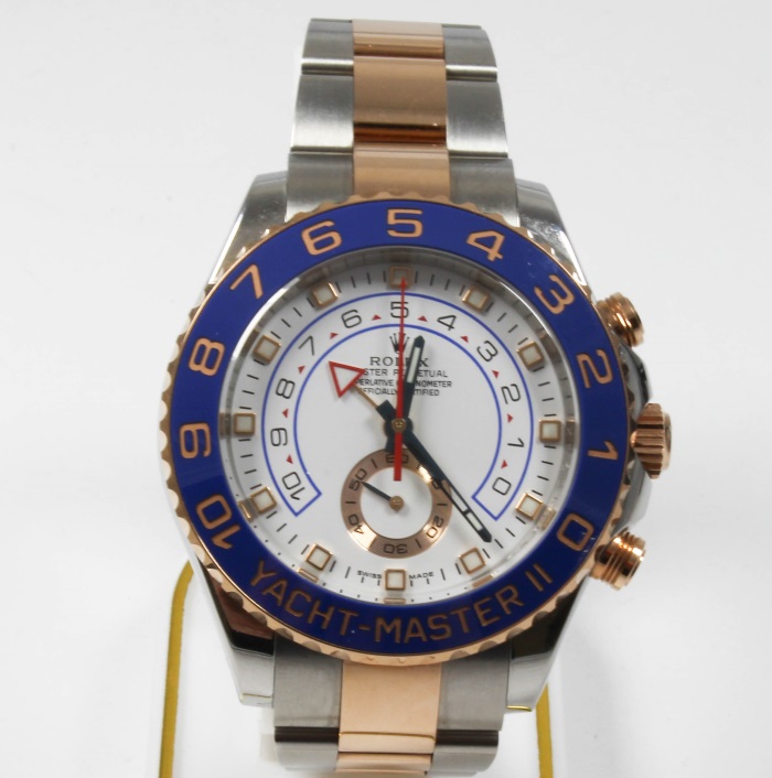 Rolex Yachtmaster II Chrono Chronometer blaue Lünette Automatik gold stahl stahlgold Saphirglas